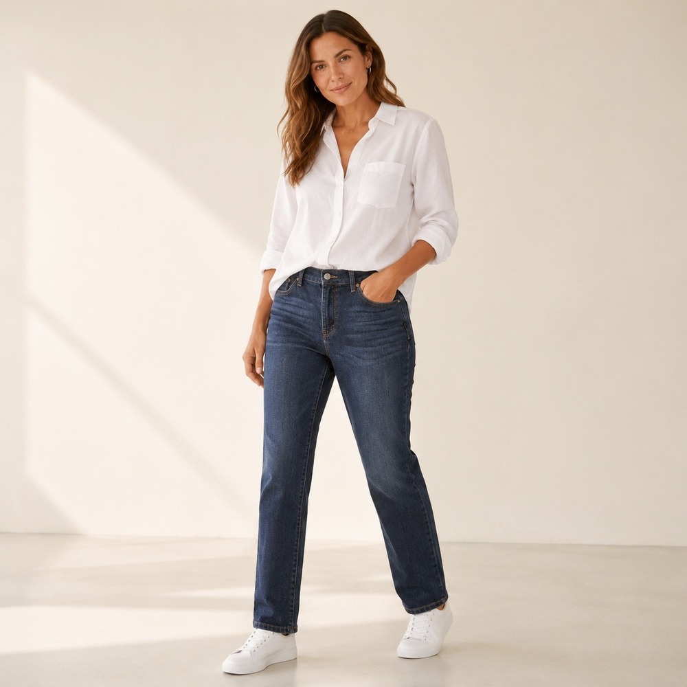 Levis Boyfriend Jeans 30 (33) Dark Wash Straight Leg Minimalist Boho Denim